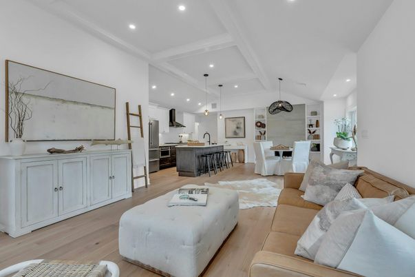 Dining room, Interior, Kitchen, Living room, Pendant Lights, Recessed Lighting, Wood Texture Flooring