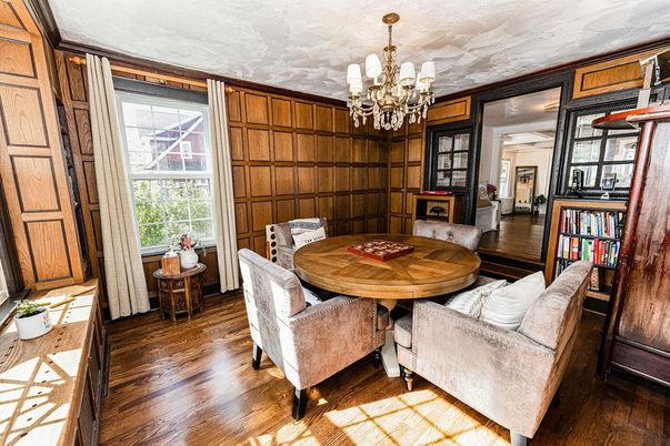 Chandelier, Dining room, Interior, Wood Texture Flooring