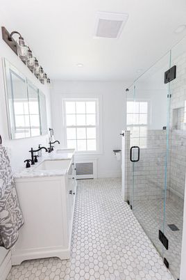 Bathroom, Dual Sink Vanities, Glass Shower, Interior, Recessed Lighting