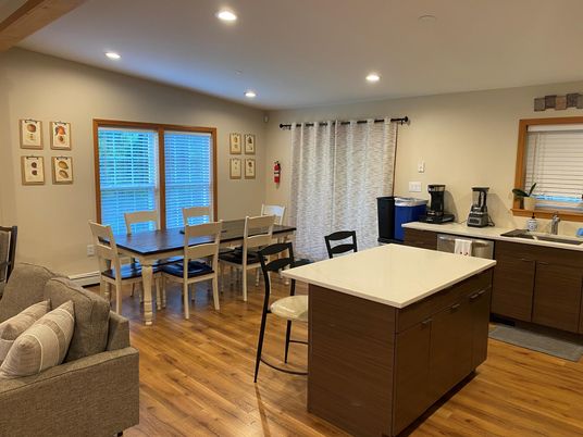 Dining room, Interior, Kitchen, Recessed Lighting, Wood Texture Flooring