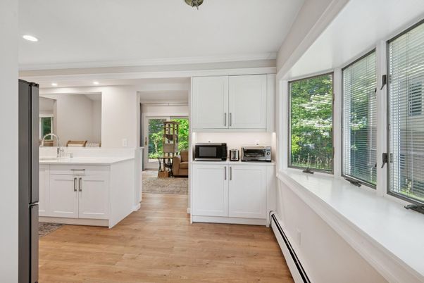 Interior, Kitchen, Recessed Lighting, Wood Texture Flooring