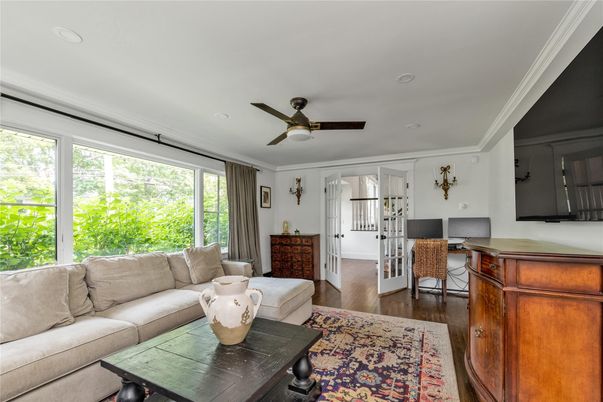 Home Office, Interior, Living room, Recessed Lighting, Wood Texture Flooring
