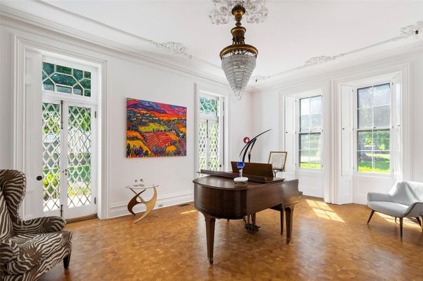 Chandelier, Interior, Piano, Wood Texture Flooring