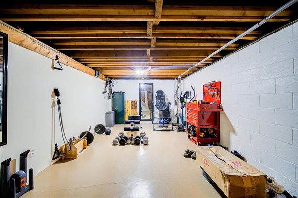 Fitness Equipment, Interior, Stone Walls, Wooden Beams