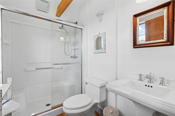 Bathroom, Glass Shower, Interior, Wooden Beams