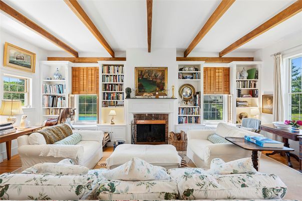 Fireplace, Interior, Living room, Wooden Beams, Wood Texture Flooring
