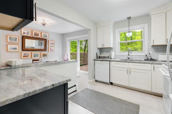 Interior, Kitchen, Pendant Lights, Wood Texture Flooring