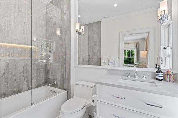 Bathroom, Glass Shower, Interior, Recessed Lighting