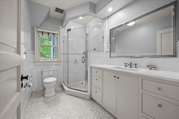 Bathroom, Glass Shower, Interior, Recessed Lighting