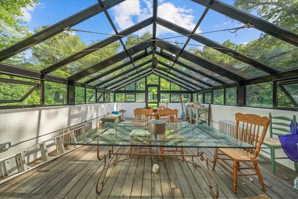 Dining room, Glass Ceilings, Interior, Sun Room, Wood Texture Flooring