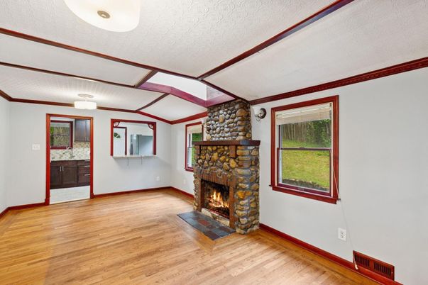 Empty room, Fireplace, Interior, Wood Texture Flooring