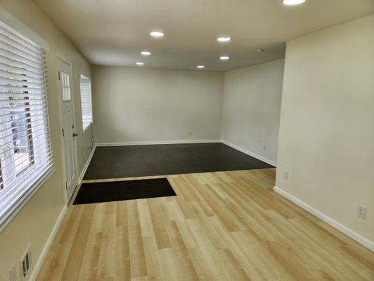 Empty room, Interior, Recessed Lighting, Wood Texture Flooring