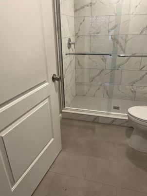 Bathroom, Glass Shower, Interior, Marble Walls