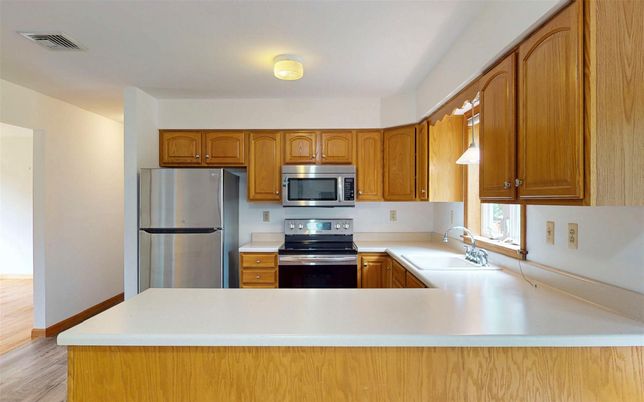 Interior, Kitchen, Stainless Steel Appliances, Wood Texture Flooring