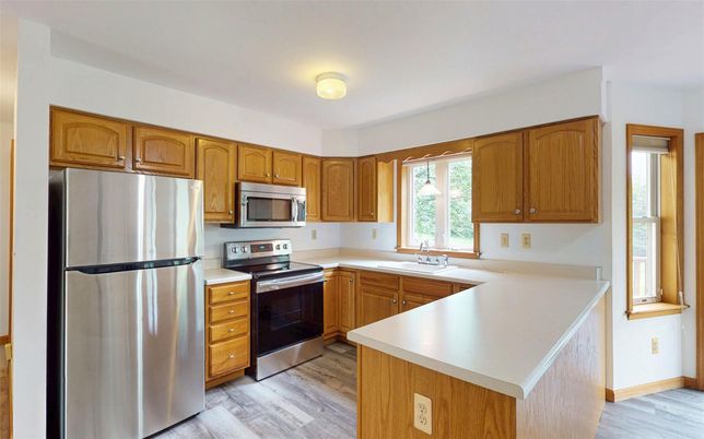Interior, Kitchen, Stainless Steel Appliances, Wood Texture Flooring