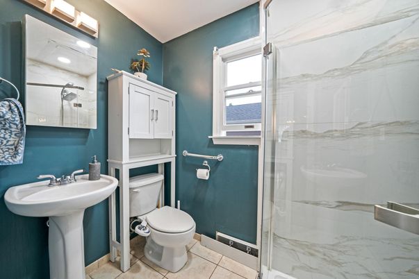 Bathroom, Glass Shower, Interior, Recessed Lighting