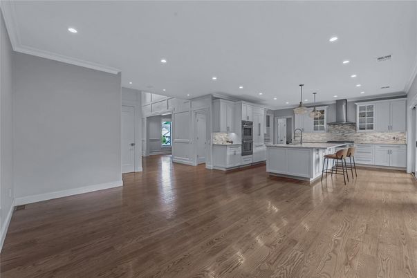 Interior, Kitchen, Pendant Lights, Recessed Lighting, Wood Texture Flooring