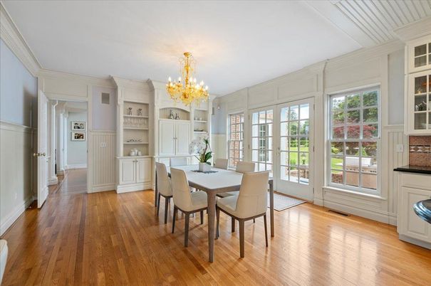 Chandelier, Dining room, Interior, Wood Texture Flooring