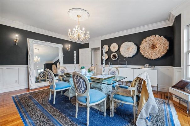 Chandelier, Dining room, Interior, Wood Texture Flooring