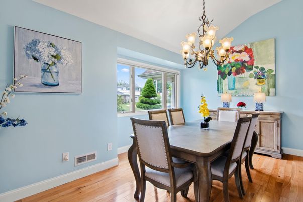 Chandelier, Dining room, Interior, Wood Texture Flooring