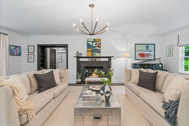 Fireplace, Interior, Living room, Pendant Lights