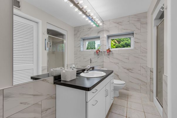 Bathroom, Glass Shower, Interior, Marble Walls