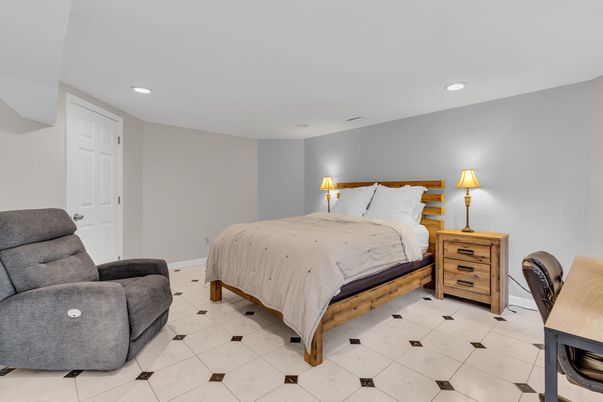 Bedroom, Interior, Marble, Recessed Lighting
