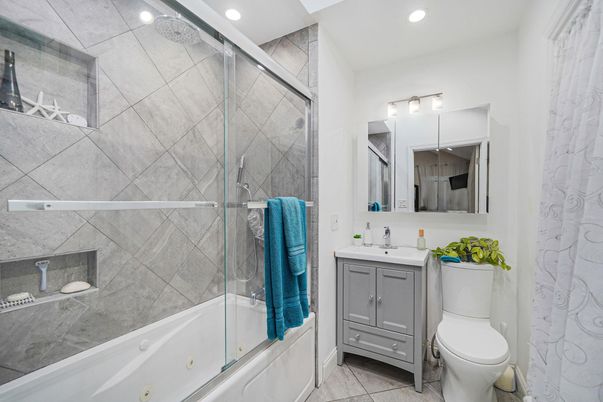 Bathroom, Glass Shower, Interior, Recessed Lighting