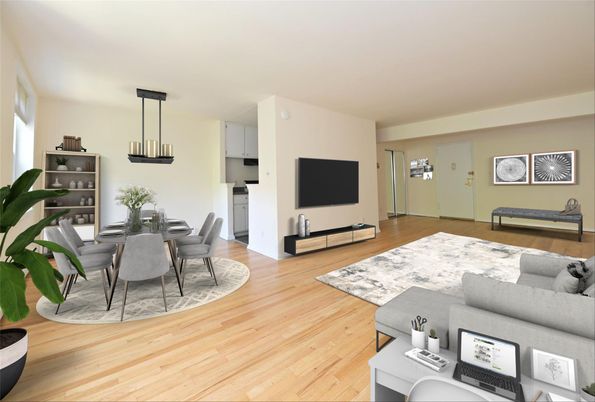 Dining room, Interior, Living room, Pendant Lights, Wood Texture Flooring