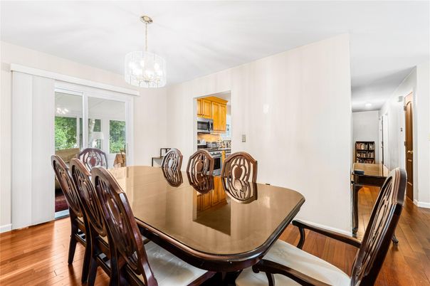Dining room, Interior, Kitchen, Pendant Lights, Wood Texture Flooring