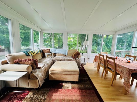 Dining room, Interior, Living room, Sun Room, Wood Texture Flooring