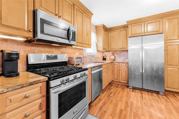 Interior, Kitchen, Stainless Steel Appliances, Wood Texture Flooring