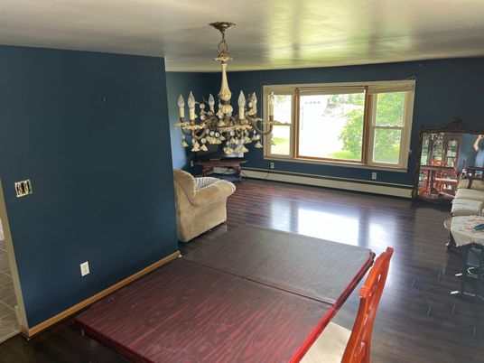 Chandelier, Dining room, Interior, Wood Texture Flooring