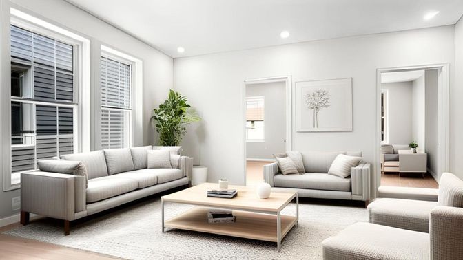 Interior, Living room, Recessed Lighting, Wood Texture Flooring