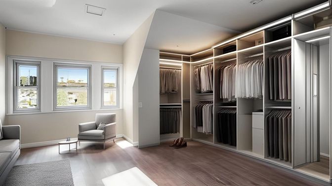 Interior, Recessed Lighting, Walk-in Closets, Wood Texture Flooring