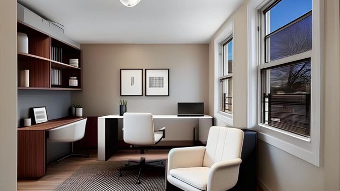 Home Office, Interior, Wood Texture Flooring