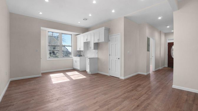 Interior, Kitchen, Recessed Lighting, Wood Texture Flooring