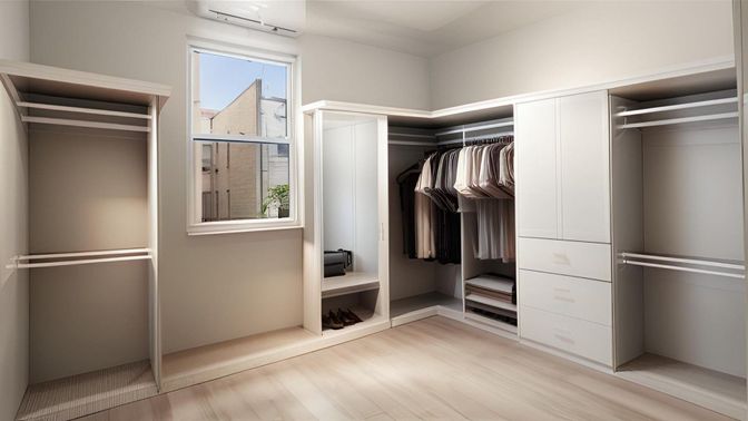 Interior, Walk-in Closets, Wood Texture Flooring