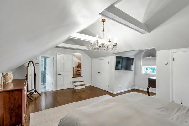 Bedroom, Chandelier, Interior, Wood Texture Flooring