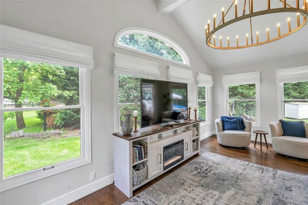 Chandelier, Fireplace, Interior, Living room, Pendant Lights, Wood Texture Flooring