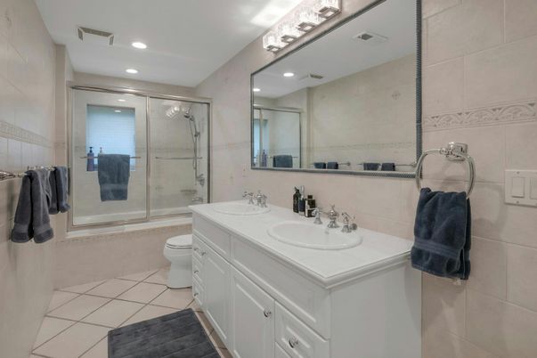 Bathroom, Glass Shower, Interior, Recessed Lighting