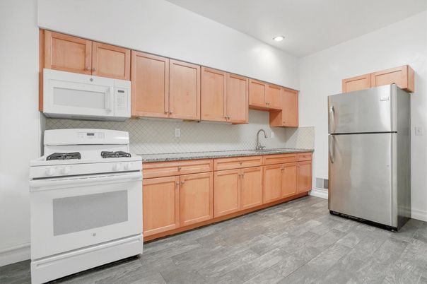 Interior, Kitchen, Recessed Lighting, Wood Texture Flooring