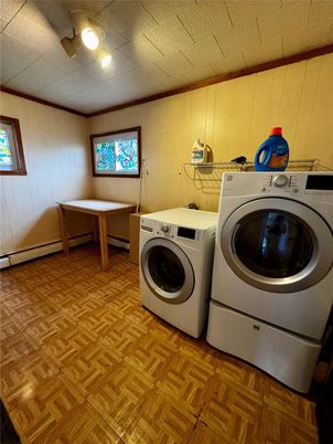 Interior, Washer, Wood Texture Flooring