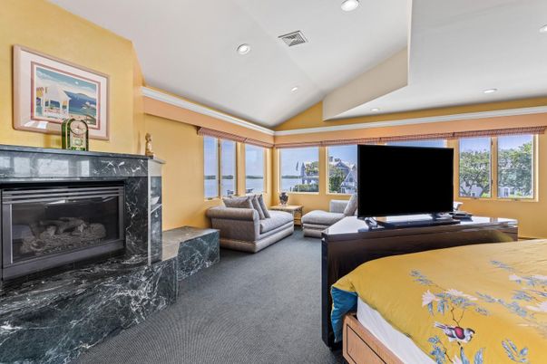 Bedroom, Fireplace, Interior, Recessed Lighting, Water