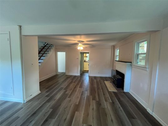 Empty room, Fireplace, Interior, Wood Texture Flooring