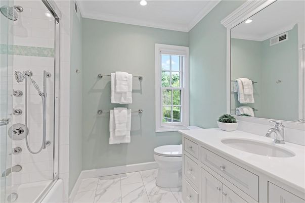 Bathroom, Glass Shower, Interior, Marble, Recessed Lighting