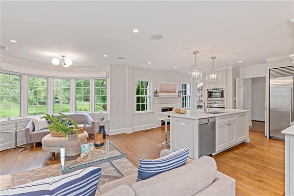 Interior, Kitchen, Living room, Pendant Lights, Recessed Lighting, Stainless Steel Appliances, Wood Texture Flooring