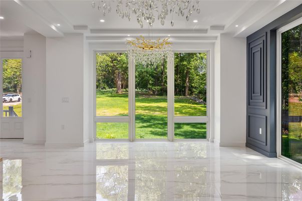 Chandelier, Empty room, Interior, Marble, Recessed Lighting