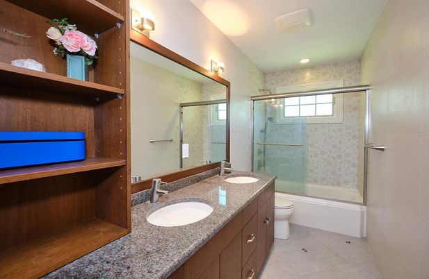 Bathroom, Dual Sink Vanities, Glass Shower, Interior, Recessed Lighting