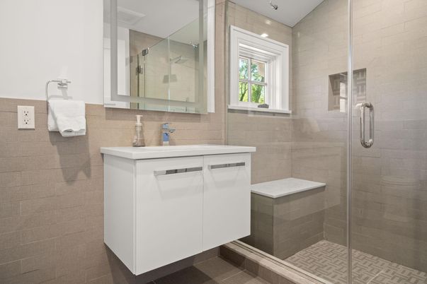 Bathroom, Glass Shower, Interior, Recessed Lighting